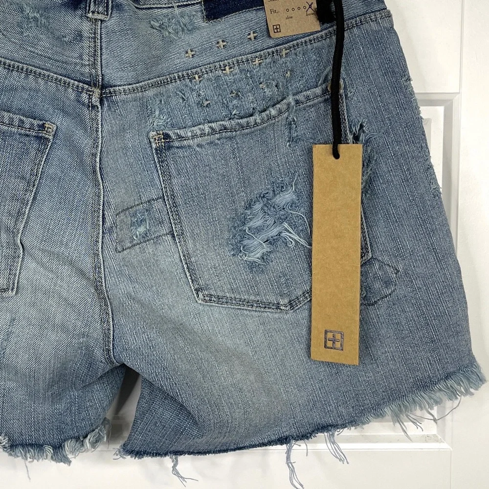 KSUBI Boyfriend Short Midnight & Dusted NEW Size 27 Distressed Denim Jean Shorts